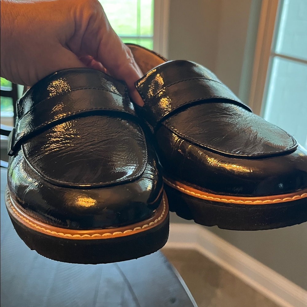Navy Patent Leather Loafers - Picture 3 of 4